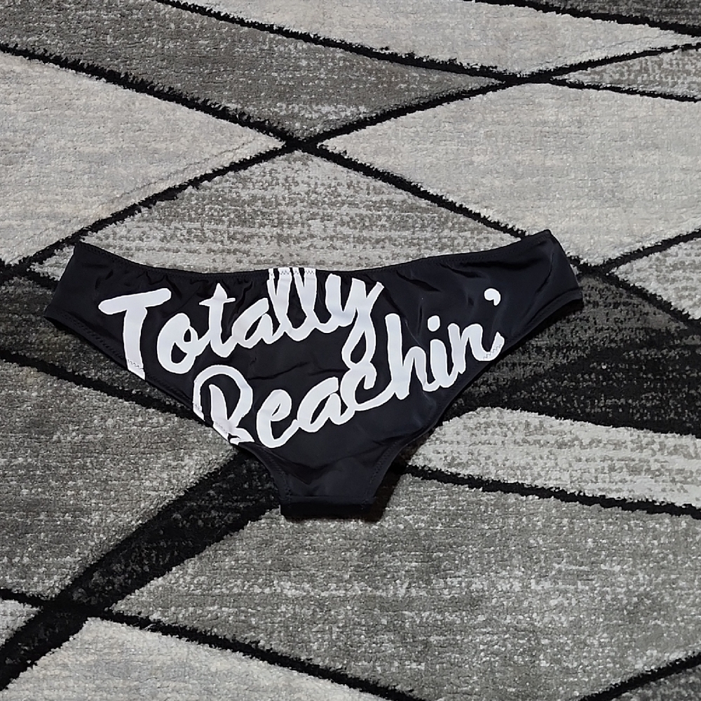 VICTORIA SECRET 2016 BLACK "TOTALLY BEACHIN" CHEEKY HIPSTER SWIM BOTTOM